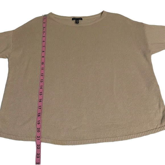 Eileen Fisher | Tan Knit Boxy‎ Fit Organic Linen Cotton Sweater Size S Oversized - Picture 11 of 11